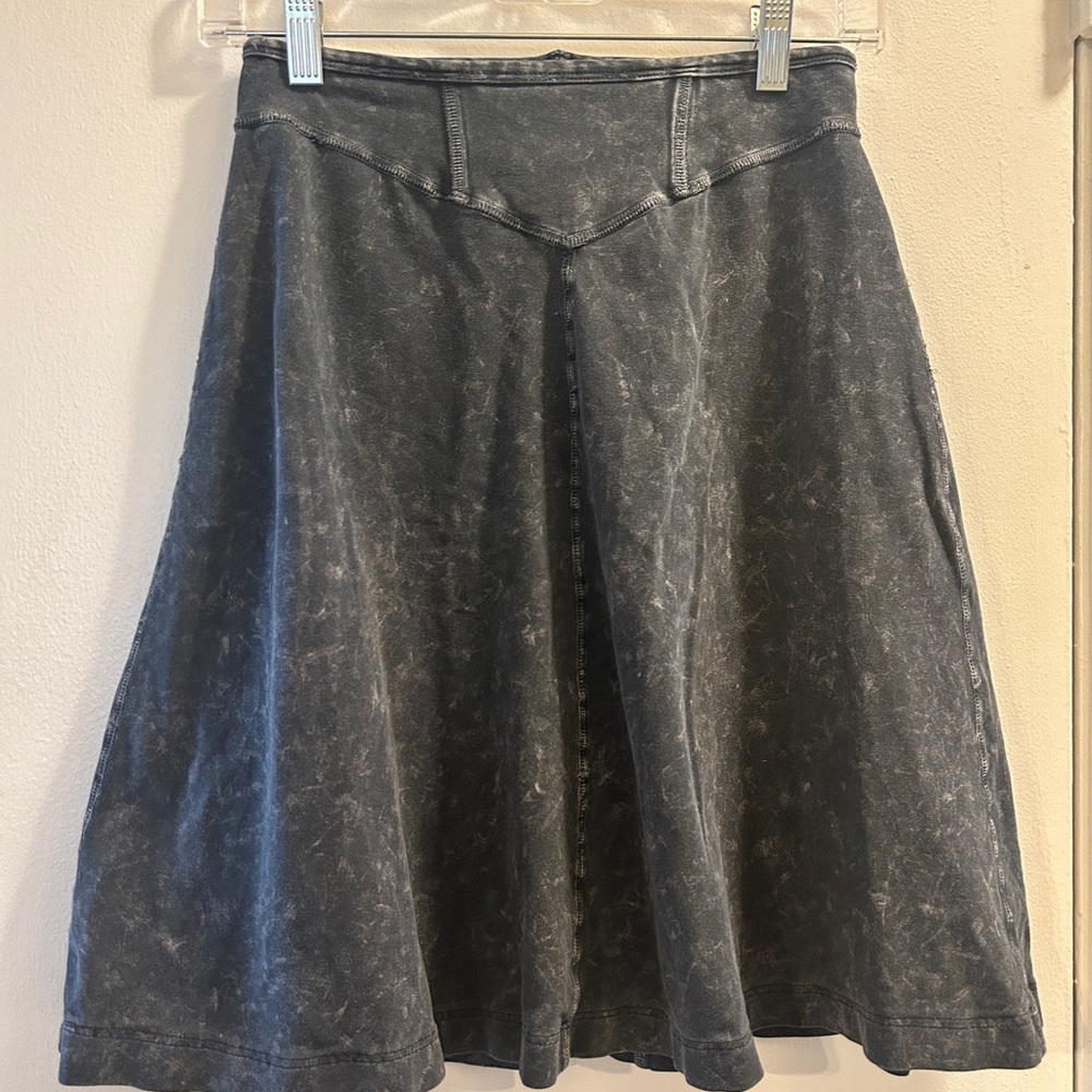 Acid Washed Black High Waisted A-Line Skirt